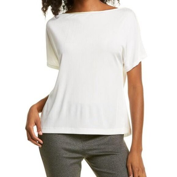 💕ST. JOHN💕 Boatneck Dolman Sleeve Top ~ Ecru Viscose Blend XL NWOT - Picture 1 of 11